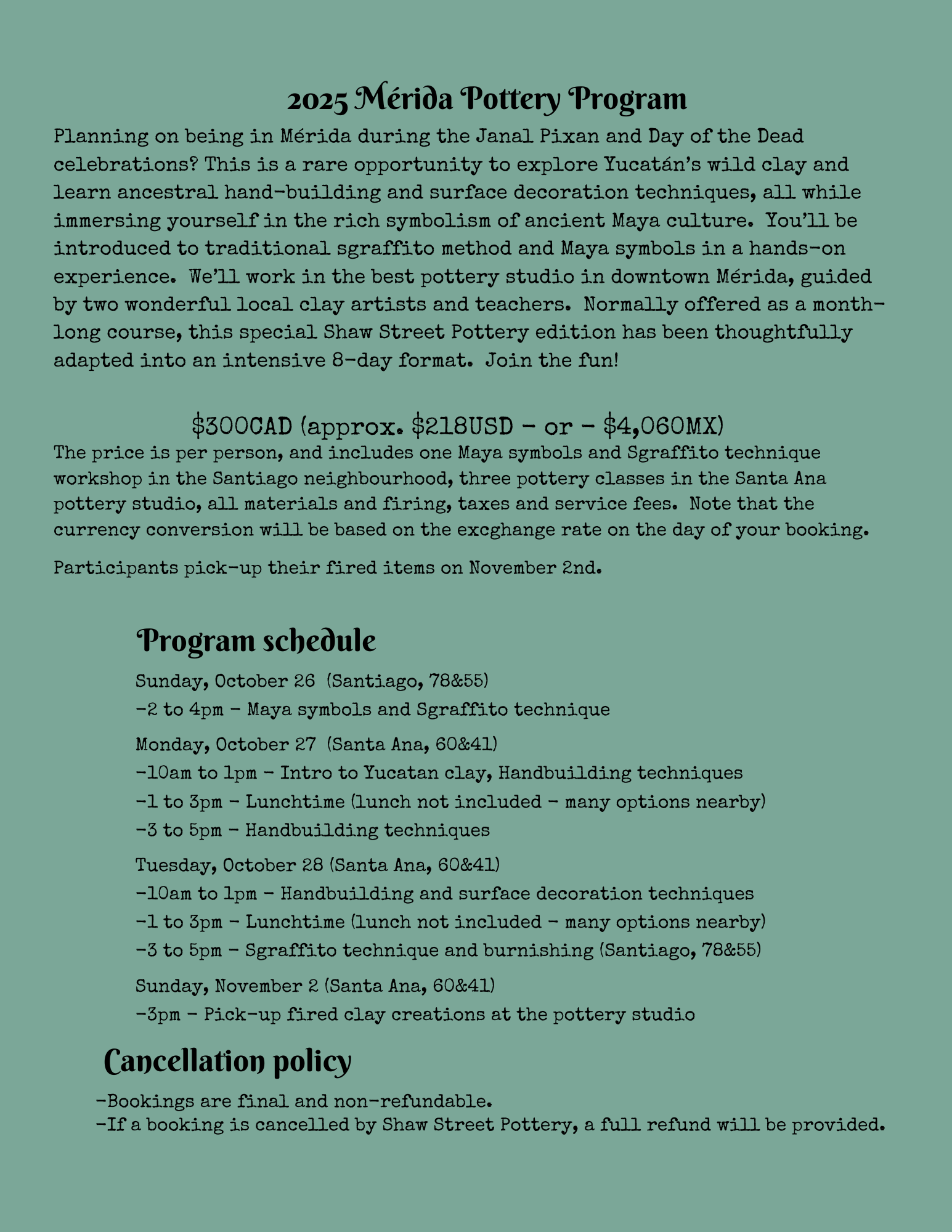 Mérida Pottery Program - Day of the Dead 2025
