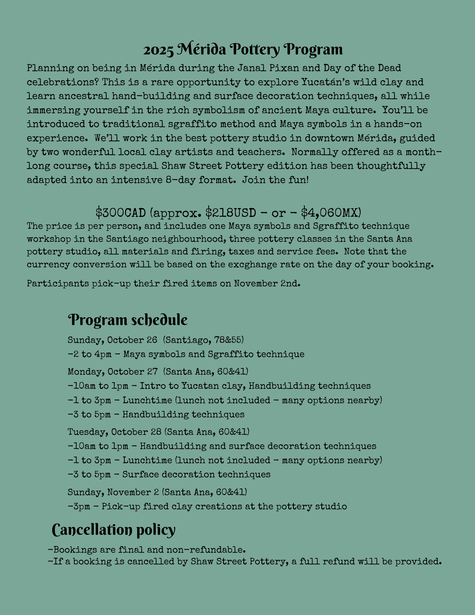 Mérida Pottery Program - Day of the Dead 2025