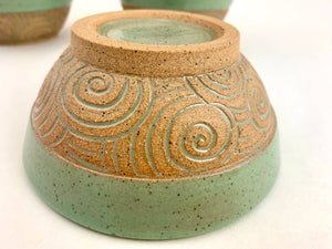 Set of 4 Dessert bowls - Turquoise swirls